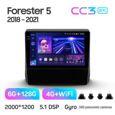 Штатная магнитола Teyes CC3 6+128 Gb с круговым обзором 360° Subaru Forester 5 2018-2023 9" 2k