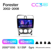 Штатна магнітола Teyes CC3 6+128 Gb з коловим оглядом 360° Subaru Forester SG 2002-2008 9" 2k