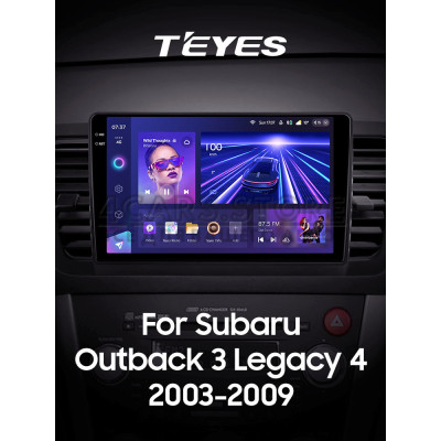 Штатна магнітола Teyes CC3 6+128 Gb з коловим оглядом 360° Subaru Outback 3 Legacy 4 2003-2009 9" 2k