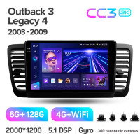 Штатна магнітола Teyes CC3 6+128 Gb з коловим оглядом 360° Subaru Outback 3 Legacy 4 2003-2009 9" 2k