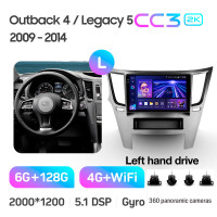 Штатна магнітола Teyes CC3 6+128 Gb з коловим оглядом 360° Subaru Outback 4 Legacy 5 2009-2014 9" 2k