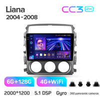Штатная магнитола Teyes CC3 6+128 Gb с круговым обзором 360° Suzuki Liana 1 2004-2008 9" 2k