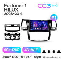Штатная магнитола Teyes CC3 6+128 Gb с круговым обзором 360° Toyota Fortuner 1 AN50 AN60 HILUX Revo Vigo 2008-2014