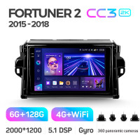 Штатная магнитола Teyes CC3 6+128 Gb с круговым обзором 360° Toyota Fortuner 2 2015-2018 9" 2k