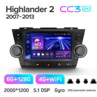 Штатная магнитола Teyes CC3 6+128 Gb с круговым обзором 360° Toyota Highlander 2 XU40 2007-2013 (F3) 9" 2k (L2)