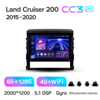 Штатная магнитола Teyes CC3 6+128 Gb с круговым обзором 360° Toyota Land Cruiser 200 11 2015-2020 9" 2k