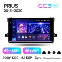 Штатная магнитола Teyes CC3 6+128 Gb с круговым обзором 360° Toyota Prius XW50 2015-2020 9" 2k