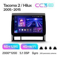 Штатная магнитола Teyes CC3 6+128 Gb с круговым обзором 360° Toyota Tacoma 2 N200 Hilux 2005-2015 9" 2k (L1)