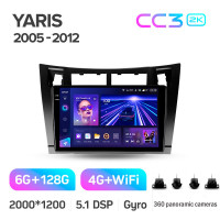 Штатная магнитола Teyes CC3 6+128 Gb с круговым обзором 360° Toyota Yaris XP90 2005-2012 (F1) 9" 2k