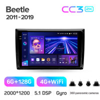 Штатна магнітола Teyes CC3 6+128 Gb з коловим оглядом 360° Volkswagen Beetle A5 2011-2019 9" 2k