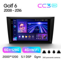 Штатна магнітола Teyes CC3 6+128 Gb з коловим оглядом 360° Volkswagen Golf 6 2008-2016 9" 2k