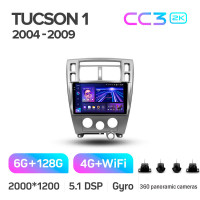 Штатная магнитола Teyes CC3 6+128 Gb с круговым обзором 360° Hyundai Tucson 1 2004-2009 10" 2k