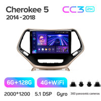 Штатная магнитола Teyes CC3 6+128 Gb с круговым обзором 360° Jeep Cherokee 5 KL 2014-2018 10" 2k