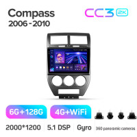 Штатная магнитола Teyes CC3 6+128 Gb с круговым обзором 360° Jeep Compass 1 MK 2006-2010 10" 2k (L1)