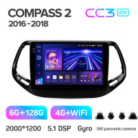 Штатна магнітола Teyes CC3 6+128 Gb з коловим оглядом 360° Jeep Compass 2 MP 2016-2018 10" 2k