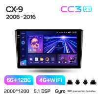 Штатная магнитола Teyes CC3 6+128 Gb с круговым обзором 360° Mazda CX-9 TB 2006-2016 10" 2k