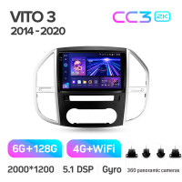 Штатная магнитола Teyes CC3 6+128 Gb с круговым обзором 360° Mercedes-Benz Vito 3 W447 2014-2020 10" 2k (L1)