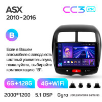 Штатна магнітола Teyes CC3 6+128 Gb з коловим оглядом 360° Mitsubishi ASX 1 2010-2016 (B) 10" 2k