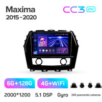 Штатна магнітола Teyes CC3 6+128 Gb з коловим оглядом 360° Nissan Maxima A36 2015-2020 10" 2k