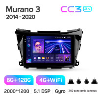 Штатна магнітола Teyes CC3 6+128 Gb з коловим оглядом 360° Nissan Murano 3 Z52 2014-2020 10" 2k