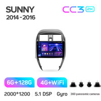 Штатна магнітола Teyes CC3 6+128 Gb з коловим оглядом 360° Nissan Sunny 2014-2016 10" 2k