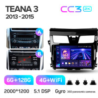 Штатная магнитола Teyes CC3 6+128 Gb с круговым обзором 360° Nissan Teana J33 2013-2015 (AB) 10" 2k