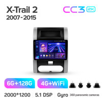 Штатная магнитола Teyes CC3 6+128 Gb с обзором 360° Nissan X-Trail X Trail 2 T31 2007-2015