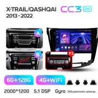 Штатная магнитола Teyes CC3 6+128 Gb с круговым обзором 360° Nissan X-Trail X Trail 3 T32 10"