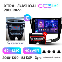 Штатная магнитола Teyes CC3 6+128 Gb с круговым обзором 360° Nissan X-Trail X Trail 3 T32
