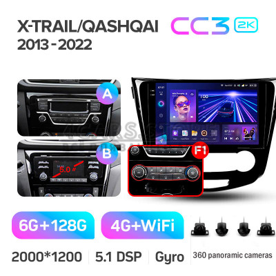 Штатная магнитола Teyes CC3 6+128 Gb с круговым обзором 360° Nissan X-Trail X Trail 3 T32 10"