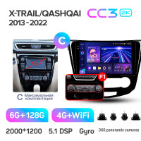 Штатная магнитола Teyes CC3 6+128 Gb с круговым обзором 360° Nissan X-Trail X Trail 3 T32 10"