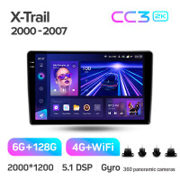 Штатная магнитола Teyes CC3 6+128 Gb с круговым обзором 360° Nissan X-Trail 1 T30 2000-2007 (F1) 10" 2k