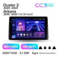 Штатная магнитола Teyes CC3 6+128 Gb с круговым обзором 360° Renault Duster HM 2 2020-2023 (F1) 10" 2k