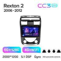 Штатная магнитола Teyes CC3 6+128 Gb с круговым обзором 360° SsangYong Rexton Y250 II 2 2006 - 2012 10" 2k (L1)