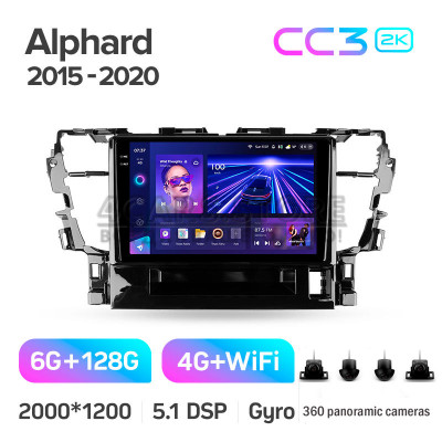 Штатная магнитола Teyes CC3 6+128 Gb с круговым обзором 360° Toyota Alphard H30 2015-2020 10" 2k