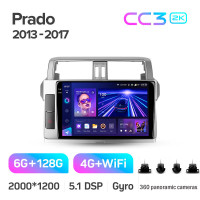 Штатная магнитола Teyes CC3 6+128 Gb с круговым обзором 360° Toyota Land Cruiser Prado 150 2013-2017 10" 2k