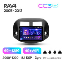 Штатная магнитола Teyes CC3 6+128 Gb с круговым обзором 360° Toyota RAV4 3 XA30 (F2) 2005-2013 10" 2k