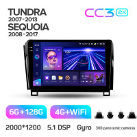 Штатная магнитола Teyes CC3 6+128 Gb с круговым обзором 360° Toyota Tundra XK50 2007-2013 Sequoia XK60 2008-2017 10" 2k