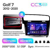 Штатная магнитола Teyes CC3 6+128 Gb с круговым обзором 360° Volkswagen Golf 7 (F2) 2012-2020 10" 2k
