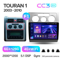 Штатна магнітола Teyes CC3 6+128 Gb з коловим оглядом 360° Volkswagen Touran 1 2003-2010 (F1) 10" 2k