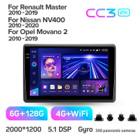 Штатная магнитола Teyes CC3 6+128 Gb с колесным обзором 360° Renault Master 2010-2019 For Opel Movano 2 2010-2019