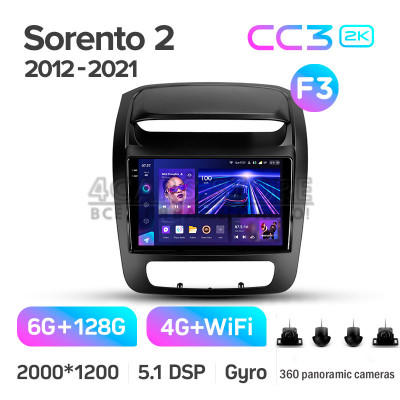 Штатна магнітола Teyes CC3 6+128 Gb з коловим оглядом 360° Kia Sorento 2 II XM 2012 - 2021 (F3) 9" 2k