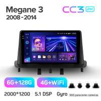 Штатна магнітола Teyes CC3 6+128 Gb з коловим оглядом 360° Renault Megane 3 2008-2014 9" 2k (L1)