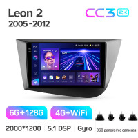 Штатная магнитола Teyes CC3 6+128 Gb с круговым обзором 360° Seat Leon 2 2005-2012 (F2) 9" 2k