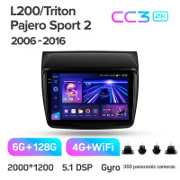 Штатна магнітола Teyes CC3 6+128 Gb з коловим оглядом 360° Mitsubishi Pajero Sport 2 L200 Triton 2008-2016 (CAN BUS) 9" 2k (L1)