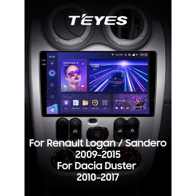 Штатная магнитола Teyes CC3 6+128 Gb с круговым обзором 360° Renault Logan 1 2010-2016 (CAN BUS) 9" 2k (L2)