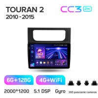 Штатна магнітола Teyes CC3 6+128 Gb з коловим оглядом 360° Volkswagen Touran 2 1T 2010-2015 10" 2k