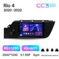 Штатная магнитола Teyes CC3 6+128 Gb с круговым обзором 360° Kia Rio 4 IV FB 2020-2022 9" 2k