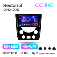 Штатная магнитола Teyes CC3 6+128 Gb с круговым обзором 360° SsangYong Rexton Y290 III 3 2012-2017 9" 2k