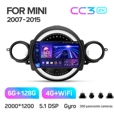 Штатная магнитола Teyes CC3 6+128 Gb с круговым обзором 360° BMW Mini (F1) 2007-2015 9" 2k (L2)